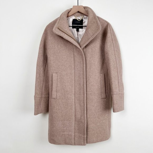 J.Crew Stadium Cloth Wool Cocoon Overcoat Peacoat Trench Jacket Coat Camel Tan - Picture 3 of 10